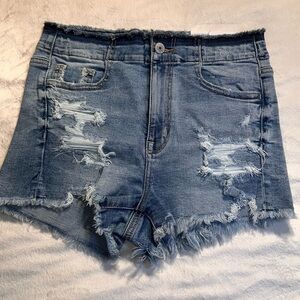 American Eagle Super Hi Rise Shortie Super Stretch Fringe Waist Size 4 NWT